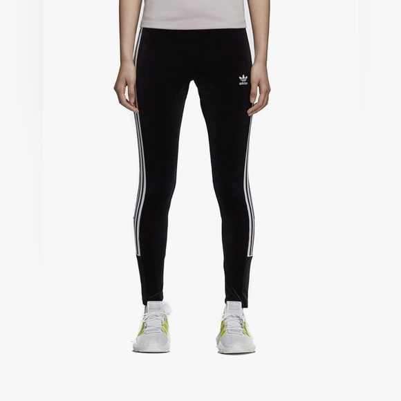 Adidas Originals Velvet Vibes Velour Leggings Black Superstar Firebird Luxe - Picture 1 of 10